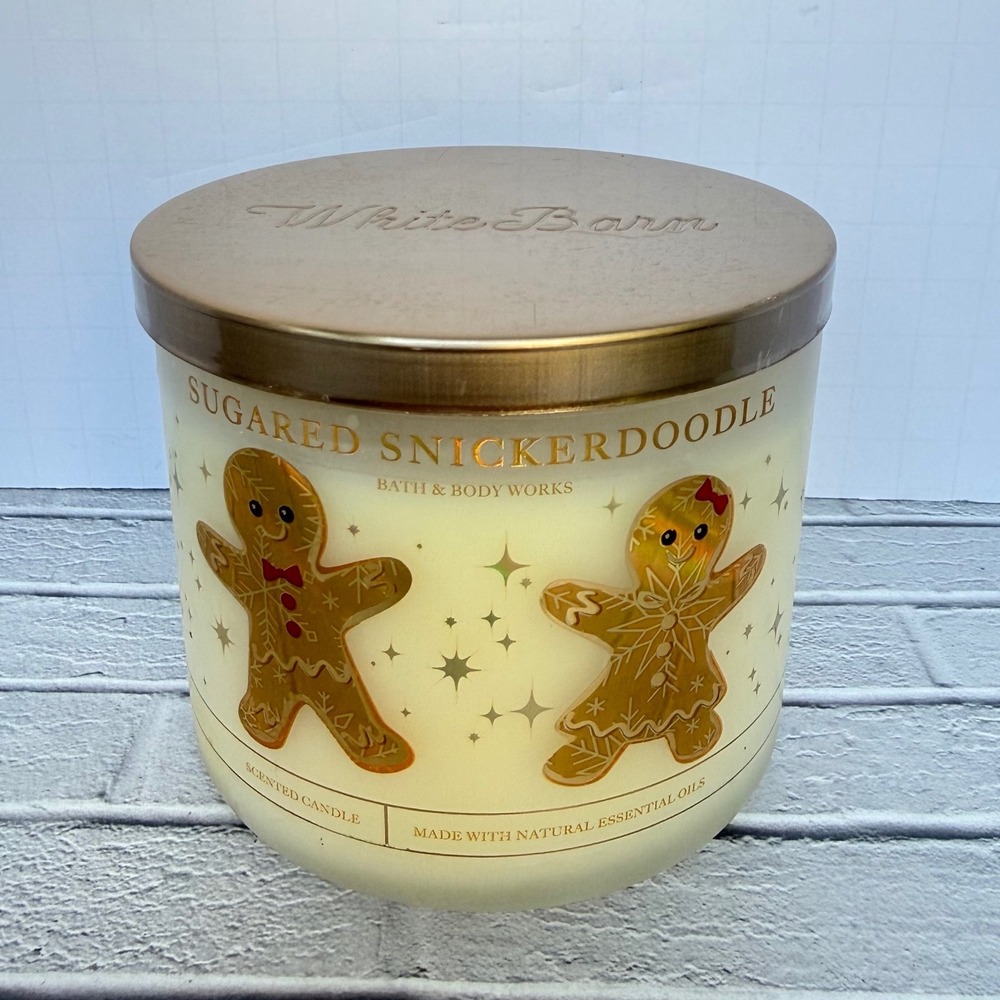 Bath and Body Works Sugared Snickerdoodle 3-Wick Candle 14.5oz White Barn New